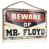 Wooden Sign with “Beware of Mr. Floyd” Text, Bathroom Decor, 15 x 28 cm view 1