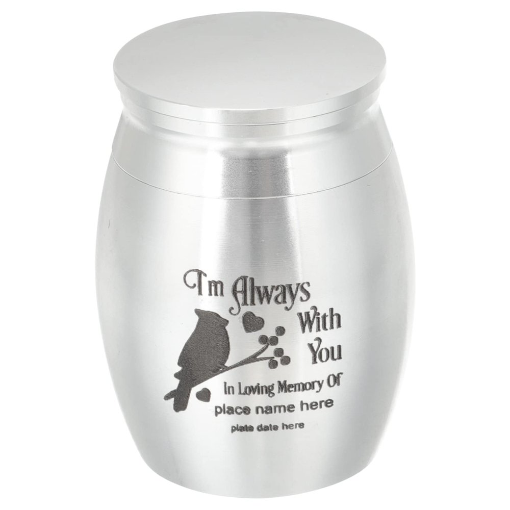 Warmhm 2-Piece Silver Pet Cremation Urns for Bird Ashes
