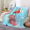 IHIPPO Cozy Blanket 150 x 200 cm, Palm Leaf and Flamingo Pattern, Flannel Throw Blanket view 2