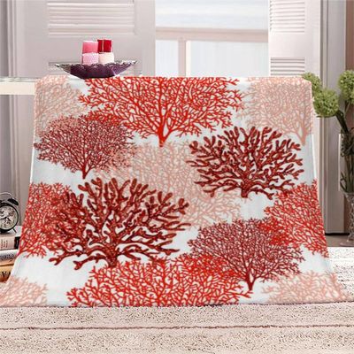 IHIPPO Coral Plush Blanket 150 x 200 cm, Floral Flannel Throw Blanket