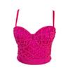 VEENDEO Women's Strappy Pearl Bustier Corset Crop Top Club Party Bra, Rose, Medium view 3