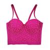 VEENDEO Women's Strappy Pearl Bustier Corset Crop Top Club Party Bra, Rose, Medium view 4