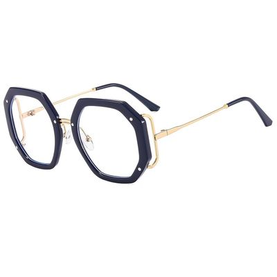 ENPAP Large Polygon Reading Glasses, Blue Light Blocking, Blue, +1.00