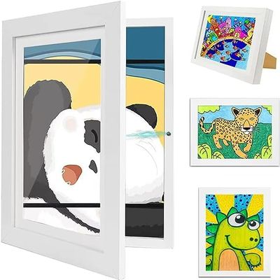 Octonyluck A4 Children's Artwork Frame, Front-Opening Display Frame for Children's Drawings, White
