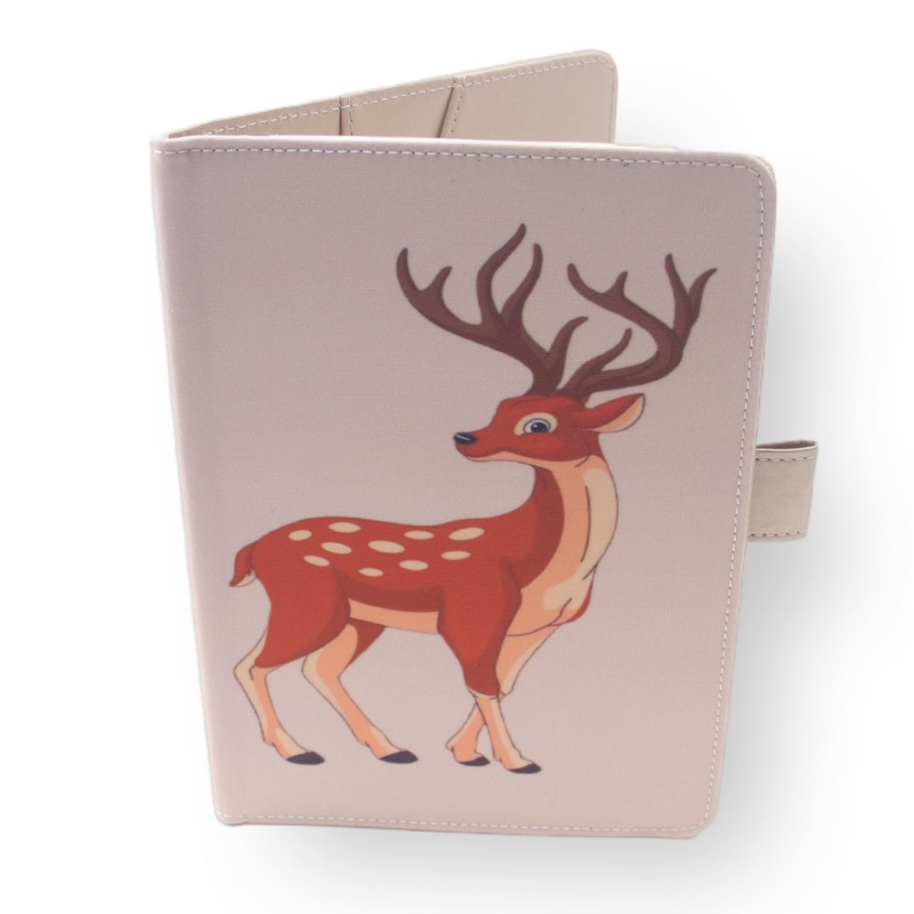 Baby Health Record Book Cover, Deer, A5 15 x 21 cm, Storage Flaps for Prescriptions