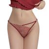 Sexy Lace Panties for Women, Stretch, Low-Rise, Soft, Crochet Lace, Hollow-Out, Burgundy, One Size view 1
