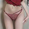 Sexy Lace Panties for Women, Stretch, Low-Rise, Soft, Crochet Lace, Hollow-Out, Burgundy, One Size view 4