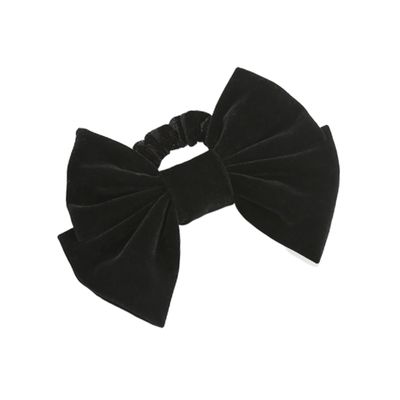 Black Velvet Hair Tie with Large Bow for Women