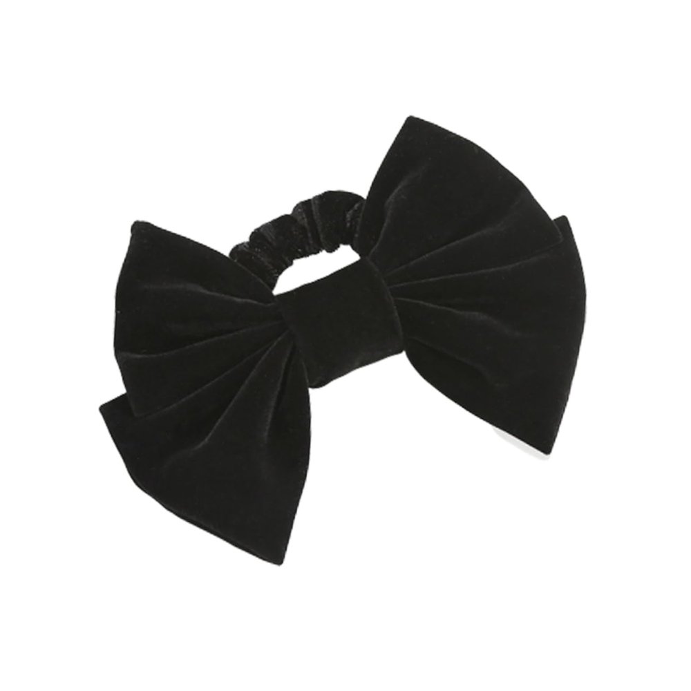 Black Velvet Hair Tie with Large Bow for Women