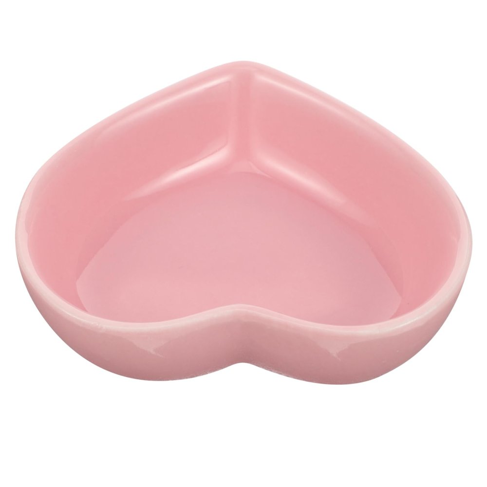 Heart-Shaped Ceramic Bowl for Small Animals, Pink, 1 pc
