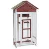 Festnight Wooden Bird Aviary with Perches, Nesting Box and Pull-Out Tray, Mocha, 91.5 x 53 x 170 cm view 2