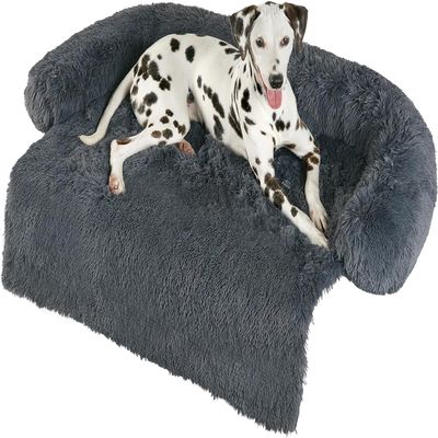 iyoimono Plush Dog Bed for Large Dogs, 90 x 85 x 13 cm, Dark Gray