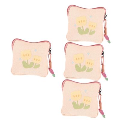 Healeved 4-Piece Canvas Sanitary Pad Storage Bag Set with Zipper Pouches