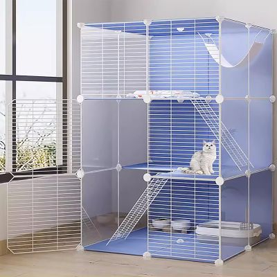 CENAP Large Indoor Cat Cage and Playpen with Cat Ladder and Hammock, Metal-Wire Enclosure for 12 Cats, Ferrets, Chinchillas, Rabbits, Small Animals and Kittens