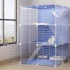 CENAP Large Indoor Cat Cage and Playpen with Cat Ladder and Hammock, Metal-Wire Enclosure for 12 Cats, Ferrets, Chinchillas, Rabbits, Small Animals and Kittens view 1