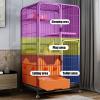 CENAP Indoor Cat Cage with Pull-Out Litter Box, Climbing Ladder, Top Storage and Wheels view 2