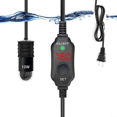 DAZZLEEX USB Aquarium Heater for Turtles, 10 W, Adjustable from 18–34°C, External Temperature Control, Low Voltage, Pocket Size, 1–3 L, Black