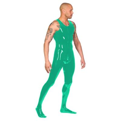 Sexy Men's Fetish Costume, Metallic-Shiny Faux Leather One-Piece, PVC Bodysuit, Clubwear, S–7XL