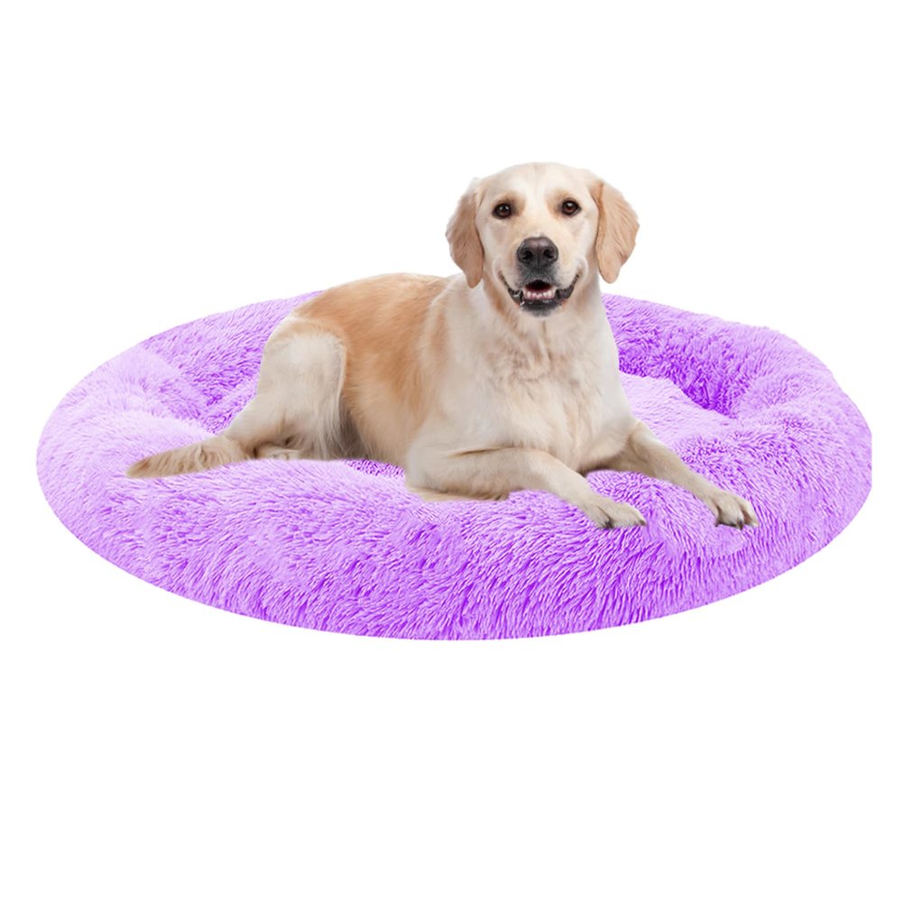 XIEMINLE Round Plush Donut Dog Bed, Orthopedic Pet Sofa, 140 cm