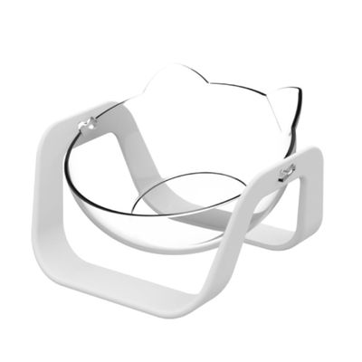 1-Pc. Inclined Cat Bowl, White, with Neck Protection, Plastic
