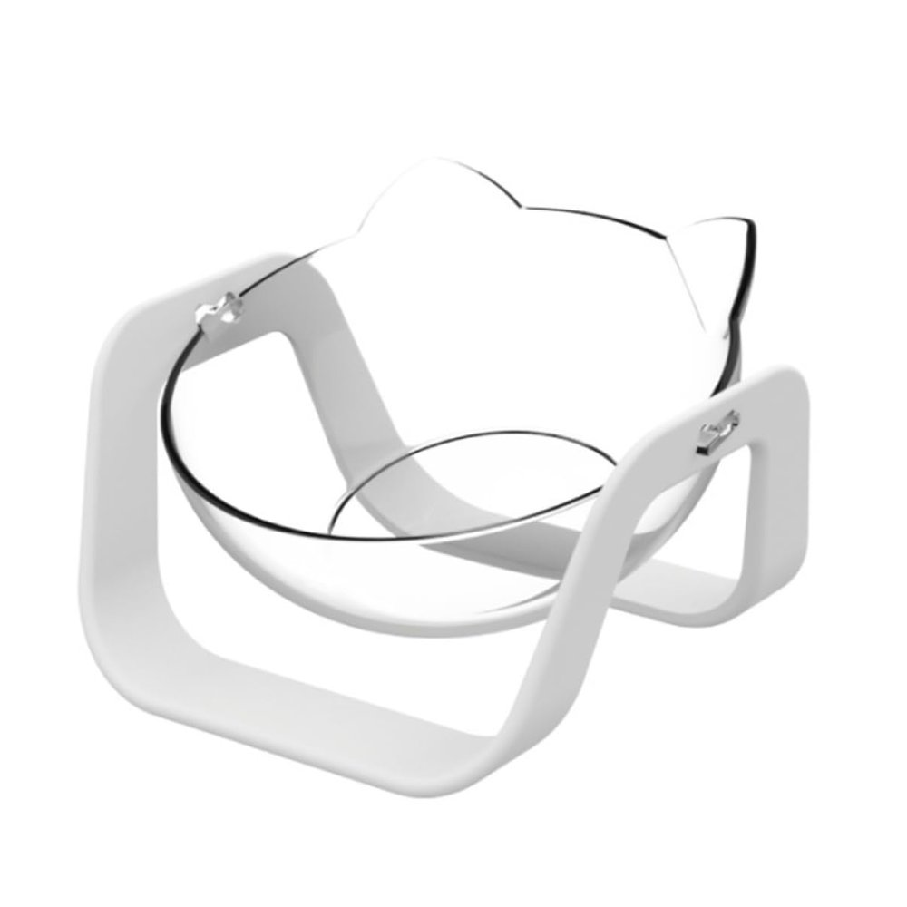 1-Pc. Inclined Cat Bowl, White, with Neck Protection, Plastic