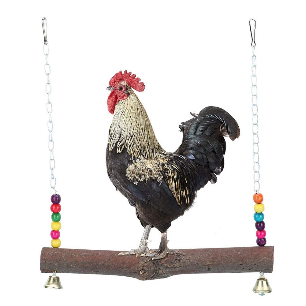Wnvivi Chicken Cage Hanging Swing, Wooden Bird Toy