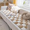 SHENJIA FunnyFuzzy Cream Plaid Pet Mat Bed Cover, Brown, 19.6 x 19.6 in view 1