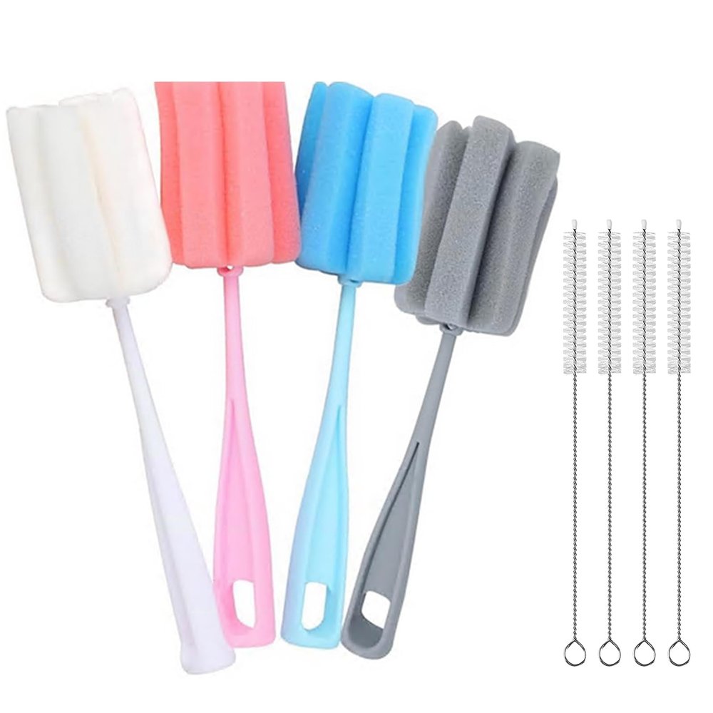 Sponge Bottle Brushes, 6-Pack, Long Handle for Baby Bottles, Glassware and Cups