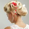 Japanese Fabric Hairpin with Floral Decoration, Red view 4