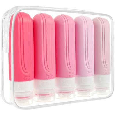 CHEODIN Travel Bottles for Toiletries, 5-Piece Set with Toiletry Bag