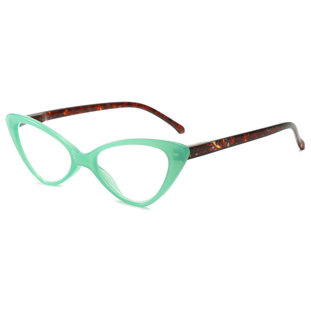 Lanomi Women's Cat-Eye Reading Glasses, Small Vintage Green Frame, +2.5
