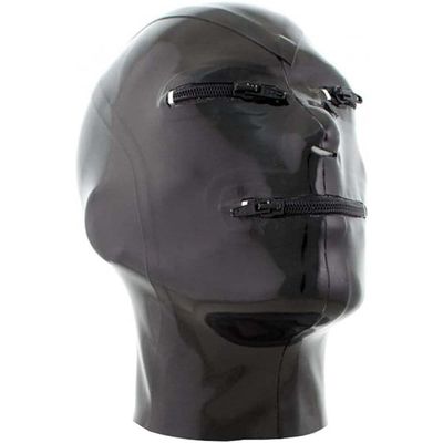 YXBLV Latex Mask, 4 Styles, Eye/Mouth Zippers, BDSM, Unisex, M