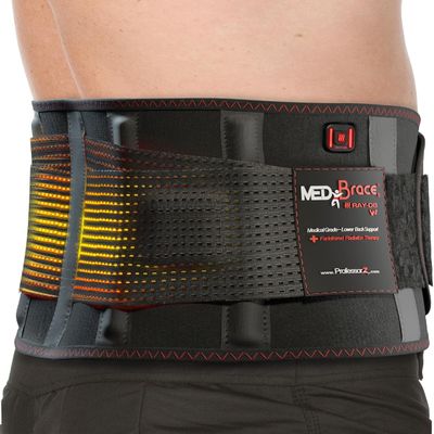 MEDiBrace Lower Back Support Belt with Stays, Double Pull Straps & Far-Infrared Heat Pad