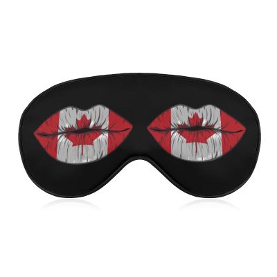 Canada Flag Lipstick Lips Sleep Mask with Adjustable Strap