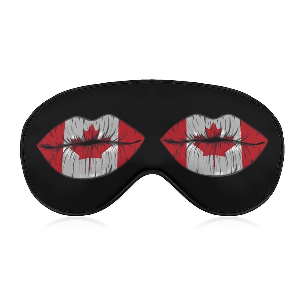 Canada Flag Lipstick Lips Sleep Mask with Adjustable Strap