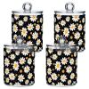 CHIFIGNO Q-Tip Holder with White and Yellow Daisies, 2-Pack, Apothecary Jars with Lids, 284 mL view 2