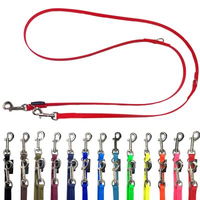 Biothane Double Dog Leash, Adjustable, 2 m / 2.4 m / 2.8 m / 3.5 m / 5 m, Silver Hook, 9 mm / 13 mm / 16 mm (2.8 m x 16 mm, Red)
