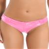 Freebily Women's Latex Patent Leather Wetlook Thong with Open Crotch, Pink, XXL view 1