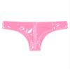 Freebily Women's Latex Patent Leather Wetlook Thong with Open Crotch, Pink, XXL view 4