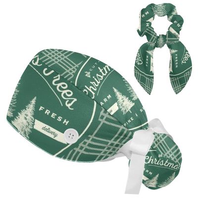 HOHODIY Christmas Bouffant Cap with Bow, Women's Hair Tie, One Size