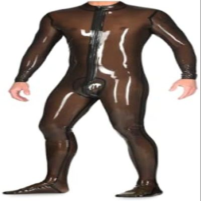 Brown Latex Rubber Bodysuit, Comfortable and Attractive, Costume, Party, Role-Play, 0.4 mm, Selectable Color, M