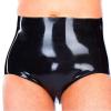 Black Mid-Rise Sexy Latex Panties, Rubber Briefs, Shorts, Underwear, Selectable Color, XXL view 1