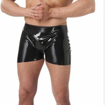 Handcrafted Black Men's Latex Boxer Shorts, Backless, Made to Measure, XL