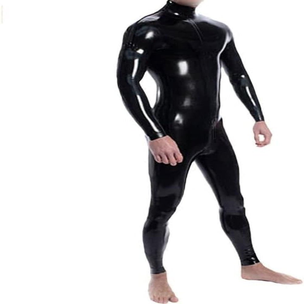 Sexy Black Unisex Latex Catsuit with Zippers