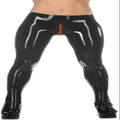 Latex Leggings for Women, Rubber Leggings, Crotch Zipper, Two-Way Zipper, Adjustable, Black, 3XL