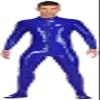 Dark Blue Sexy Men's Latex Catsuit, Rubber Bodysuit with Front Crotch Zipper, White, 3XL view 1
