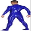 Dark Blue Sexy Men's Latex Catsuit, Rubber Bodysuit with Front Crotch Zipper, White, 3XL view 2