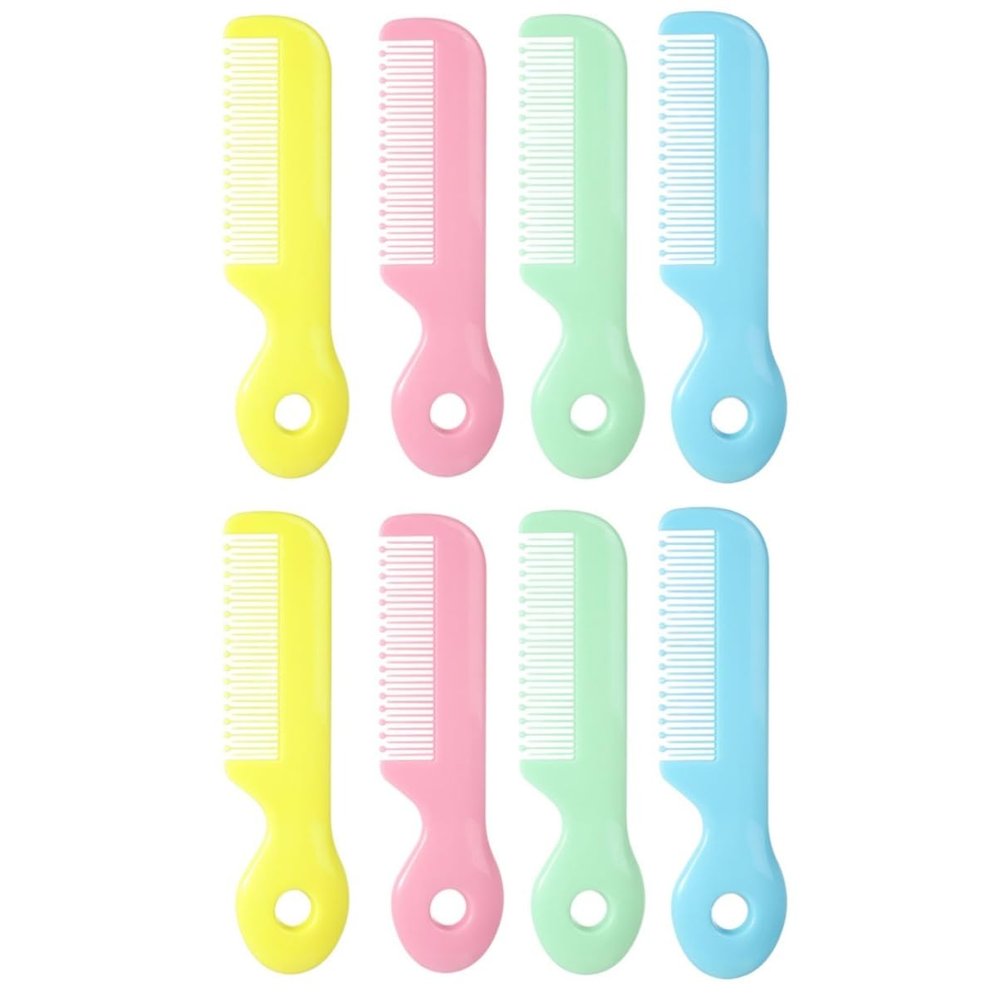 Toyvian 8-Piece Baby Hair Comb Set with Gentle Scalp Massage, Blue, Green, Yellow and Pink