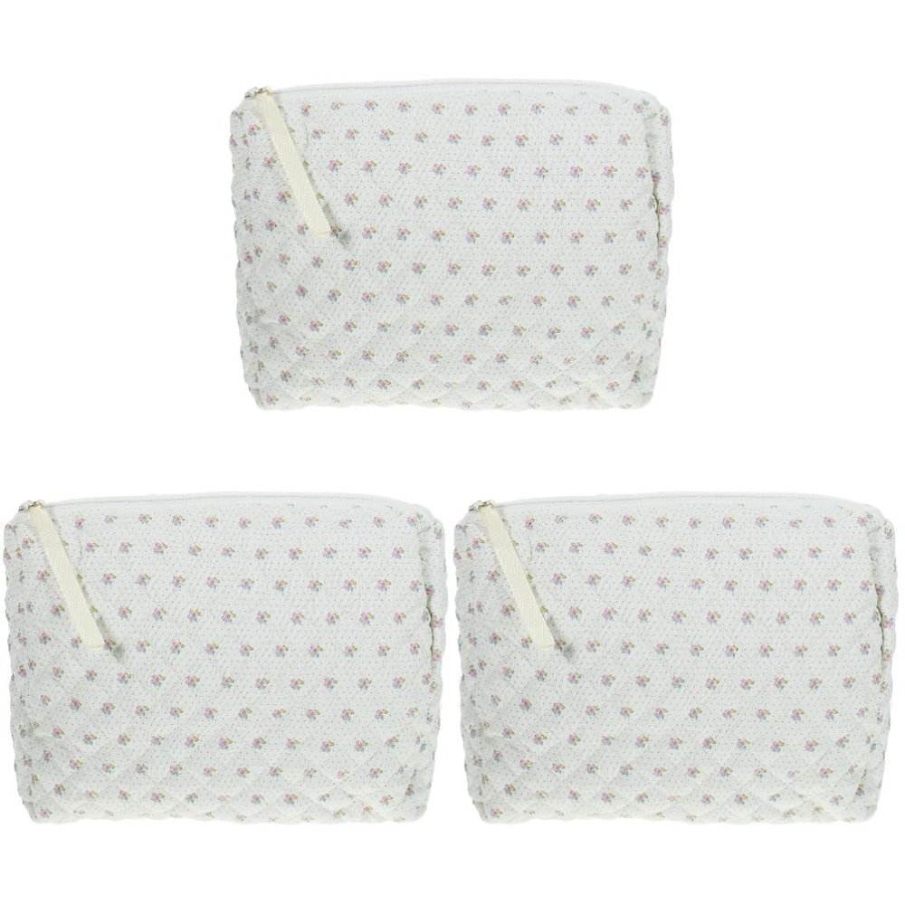FRCOLOR 3-Piece Floral Zipper Cosmetic Bags