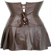 DKCHENH Women's Punk Rock Faux Leather Steampunk Gothic Corset Bustier and Tutu Skirt Set, Brown, Large view 4